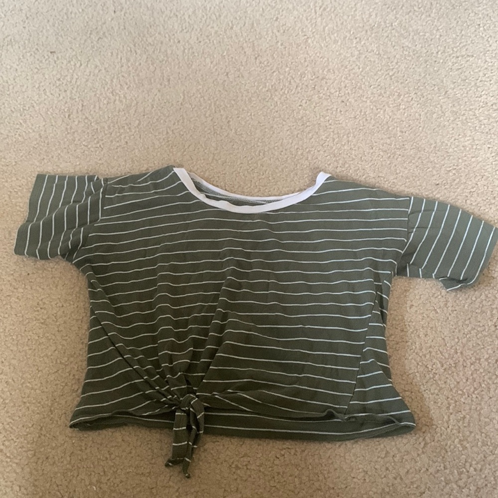 Charlotte Russe Green Striped T-Shirt